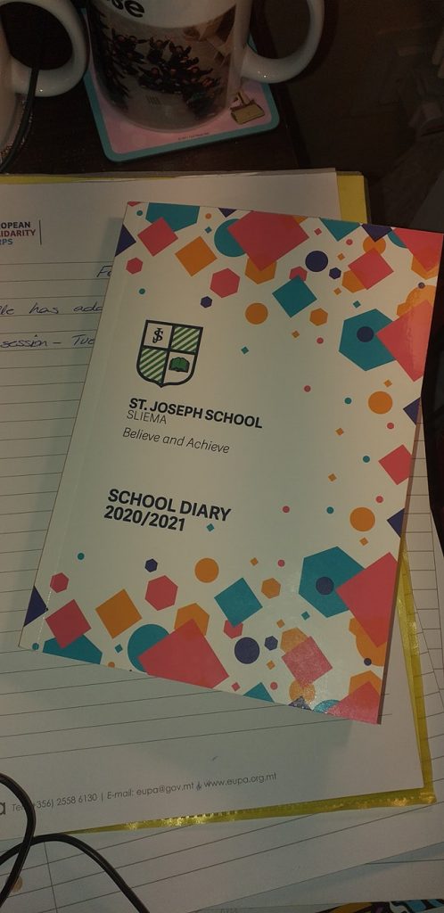 School diary 2020 cover page – My Learning To Learn